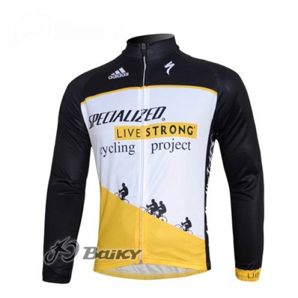 Specialized Livestrong Fahrradtrikot Langarm Weiß Schwarz Gelb