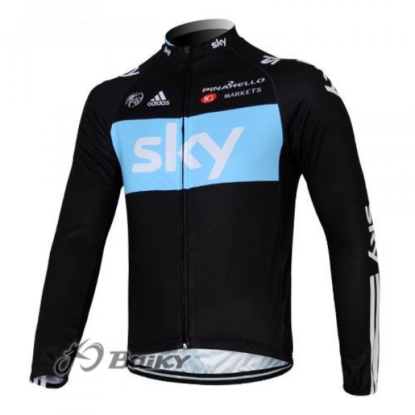 Sky Pinarello Pro Team Fahrradtrikot Langarm Schwarz Blau