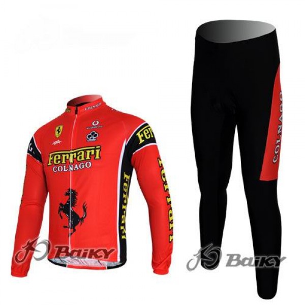 Ferrari Colnago Pro Team Radbekleidung Satz Fahrradtrikot Langarm und Lang Radhose Rot