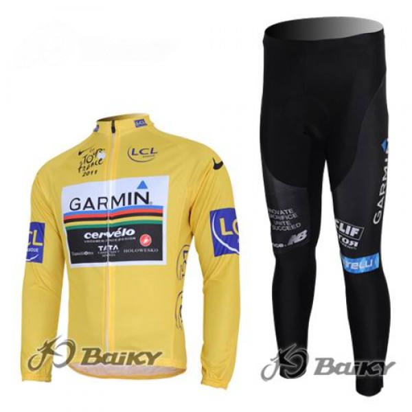 Garmin Cervelo Pro Team Radbekleidung Satz Fahrradtrikot Langarm und Lang Radhose Gelb