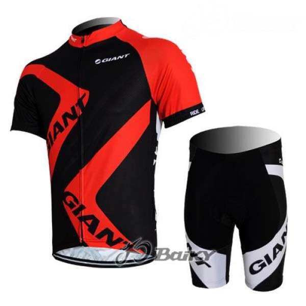 Giant Ride Life Radbekleidung Radtrikot Kurzarm und Fahrradhosen Kurz Schwarz Rot