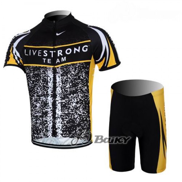 2012 LiveStrong Challenge Radbekleidung Radtrikot Kurzarm und Fahrradhosen Kurz Schwarz Gelb