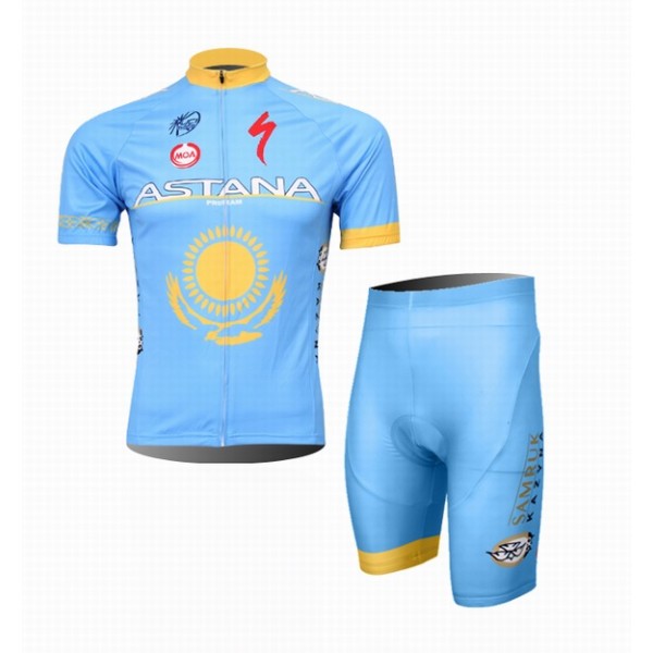2014 Astana Team Specialized Radbekleidung Radtrikot Kurzarm und Fahrradhosen Kurz