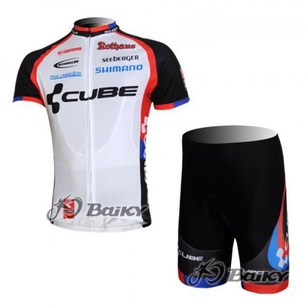 Cube Fintro Pro Team Radtrikot Kurzarm Kurz Radhose Kits Weiß Schwarz