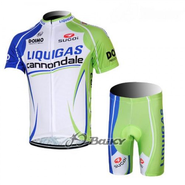 2012 Liquigas Cannondale Radbekleidung Radtrikot Kurzarm und Fahrradhosen Kurz Grün Weiß