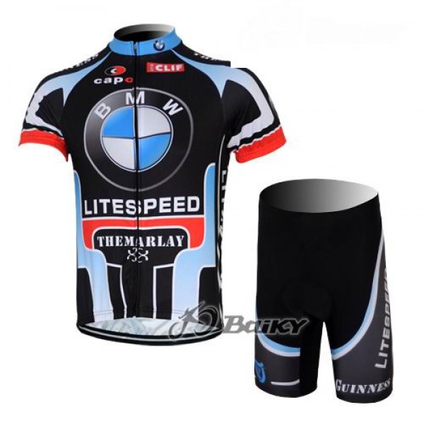 Litespeed BMW Radbekleidung Radtrikot Kurzarm und Fahrradhosen Kurz Blau Schwarz