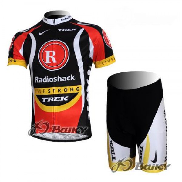 RadioShack Trek Livestrong Radbekleidung Radtrikot Kurzarm und Fahrradhosen Kurz Schwarz Rot
