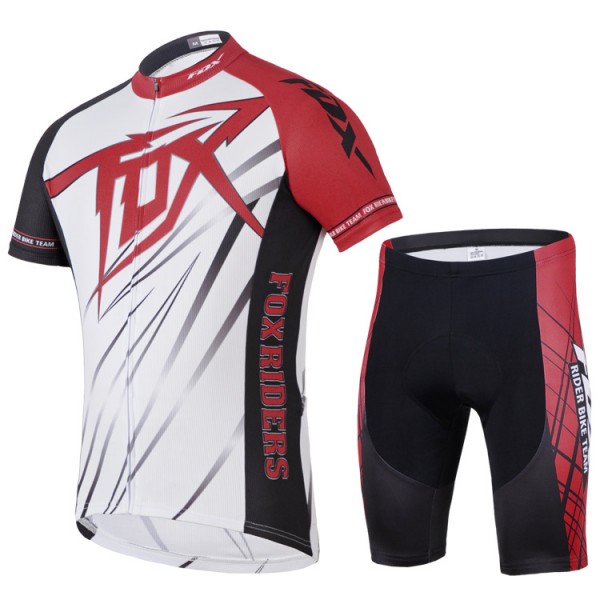 2014 Fox Bike Team Radbekleidung Radtrikot Kurzarm und Fahrradhosen Kurz Weiß Rot