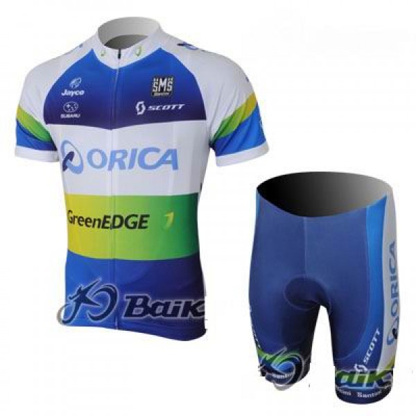 2013 Green Edge ORICA Radtrikot Kurzarm und Kurz Radhose Kits Blau