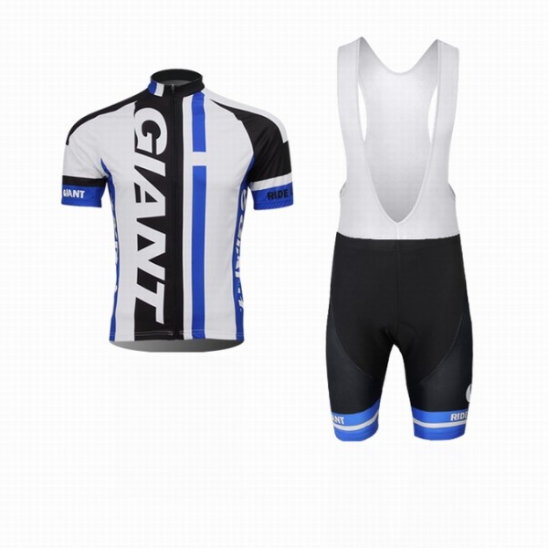2014 Giant Radbekleidung Radtrikot Kurzarm und Fahrradhosen Kurz Weiß Schwarz Blau
