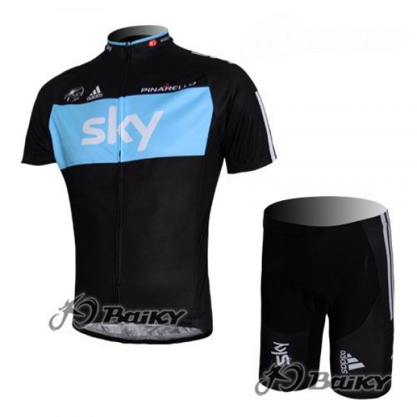 SKY Pro Team Radbekleidung Radtrikot Kurzarm und Fahrradhosen Kurz Schwarz Blau