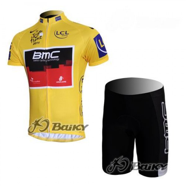 BMC 2011 Tour De France Radtrikot Kurzarm Kurz Radhose Kits Gelb