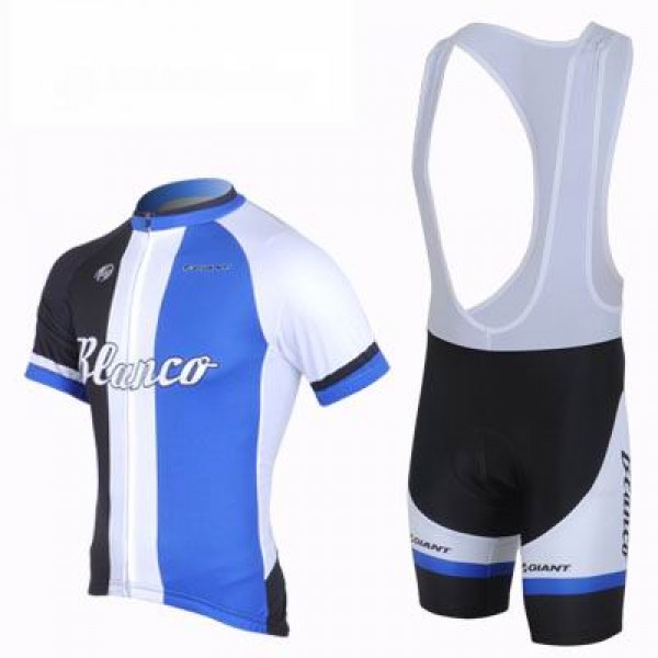 2013 Blanco Giant Fahrradbekleidung Satz Fahrradtrikot Kurzarm Trikot und Kurz Trägerhose Blau Weiß Schwarz