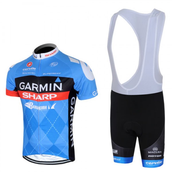 2013 Garmin Sharp Barracuda Cervelo Fahrradbekleidung Satz Fahrradtrikot Kurzarm Trikot und Kurz Trägerhose Blau