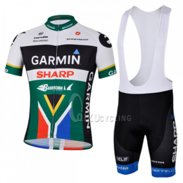 2013 Garmin Sharp Barracuda Südafrika Champion Fahrradbekleidung Satz Fahrradtrikot Kurzarm Trikot und Kurz Trägerh