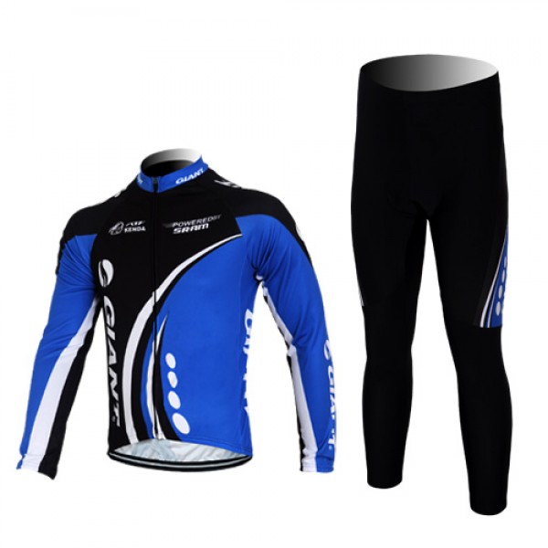 Giant kenda pro Fahrradbekleidung Radtrikot Satz Langarm und Lange Fahrradhose Schwarz Blau