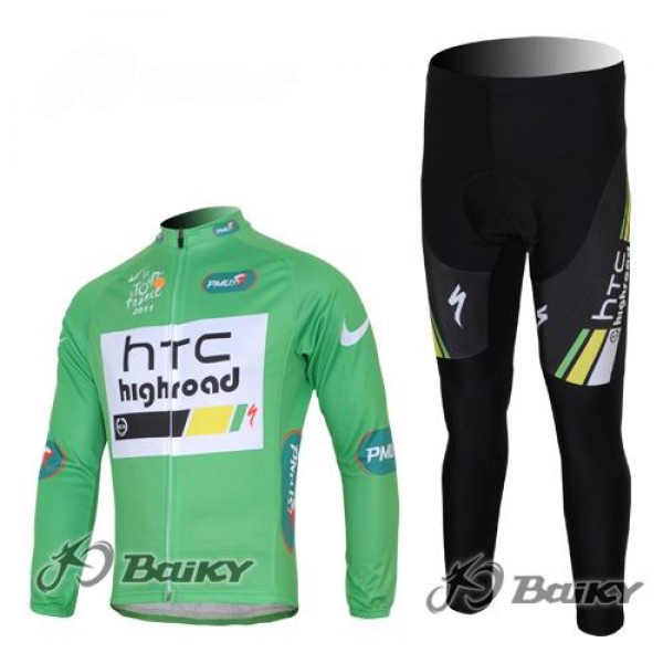 HTC-Highroad Pro Team Fahrradbekleidung Radtrikot Satz Langarm und Lange Fahrradhose Grün