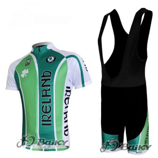 Irland Pro Team Radtrikot Kurzarm Kurz Trägerhose Kits Grün