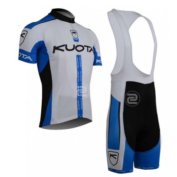 2013 KUOTA Fahrradbekleidung Satz Fahrradtrikot Kurzarm Trikot und Kurz Trägerhose Weiß Blau
