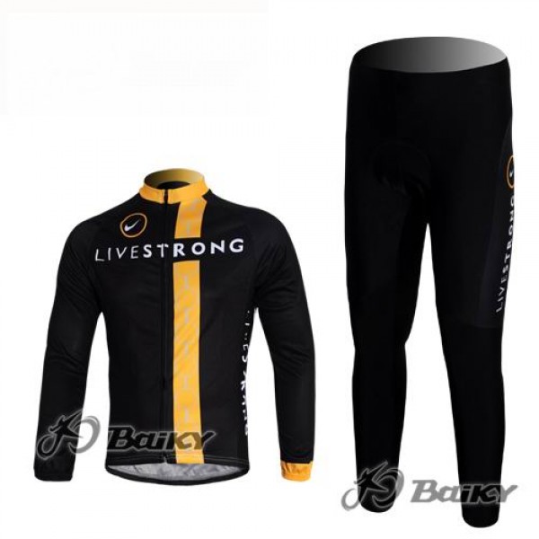 Livestrong Fahrradbekleidung Radtrikot Satz Langarm und Lange Fahrradhose Schwarz Gelb