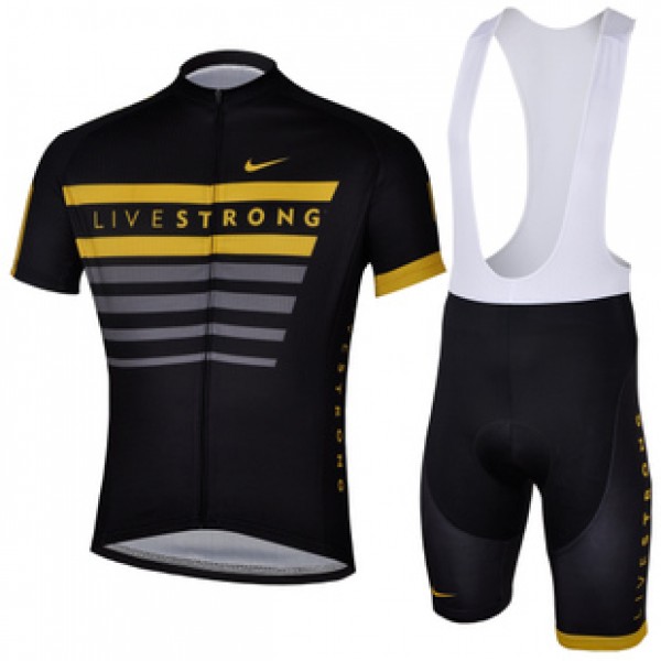 2013 Livestrong Fahrradbekleidung Satz Fahrradtrikot Kurzarm Trikot und Kurz Trägerhose Schwarz Gelb