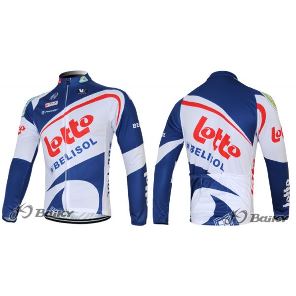 Lotto Belisol Fahrradbekleidung Radtrikot Satz Langarm und Lange Trägerhose Weiß Blau