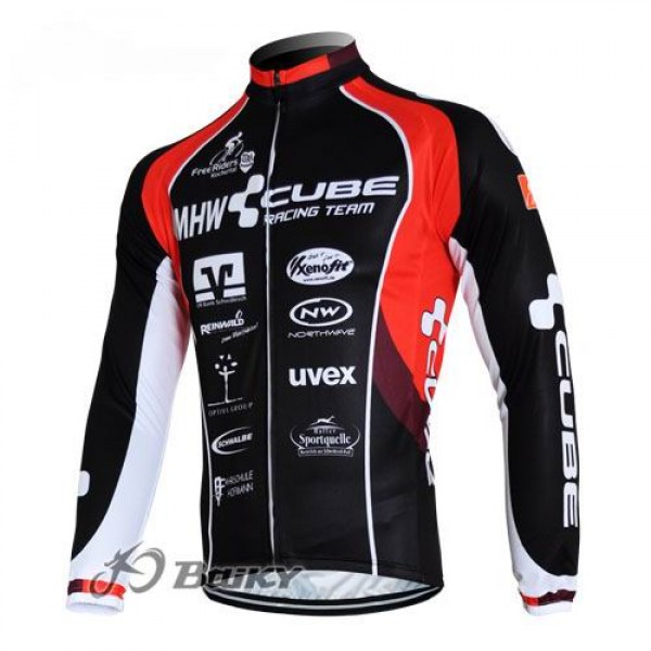 MHW Cube Racing Team Fahrradtrikot Langarm Rot Schwarz