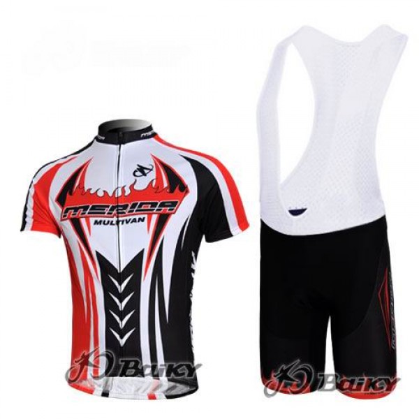Merida Multivan Flex Stay Fahrradbekleidung Satz Fahrradtrikot Kurzarm Trikot und Kurz Trägerhose Schwarz Rot