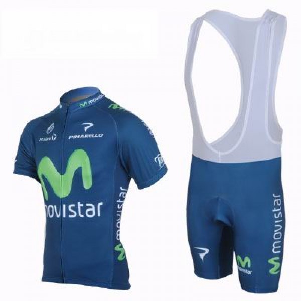 2013 Movistar Team Fahrradbekleidung Satz Fahrradtrikot Kurzarm Trikot und Kurz Trägerhose Blau