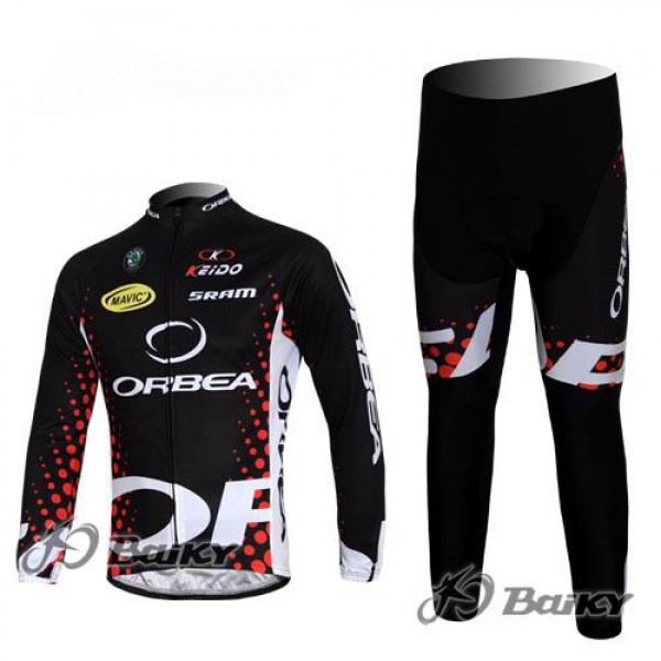 Orbea Pro Team Fahrradbekleidung Radtrikot Satz Langarm und Lange Fahrradhose Schwarz Rot