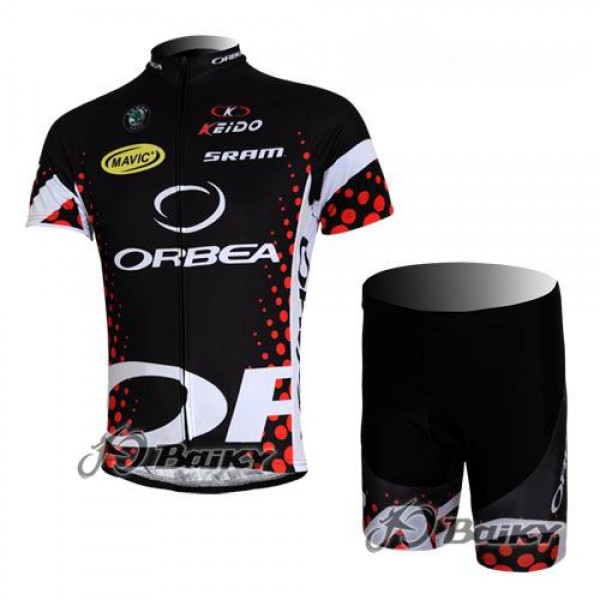 Orbea Pro Team Radbekleidung Radtrikot Kurzarm und Fahrradhosen Kurz Schwarz Blau