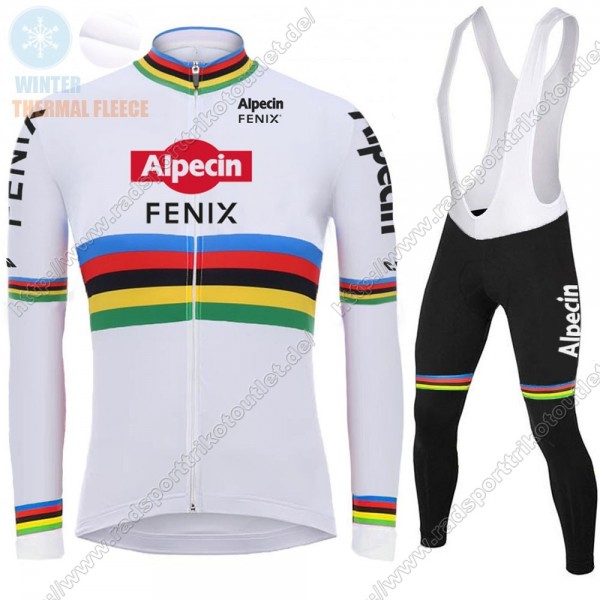 Profiteams Winter 2021 Alpecin Fenix World Champion Weiß Radsport Fahrradbekleidung Trikot Langarm+Lang Trägerho