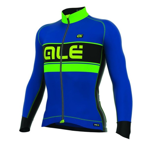2016 ALE BERING Radtrikot Langarm-BLAU Grün FLUO