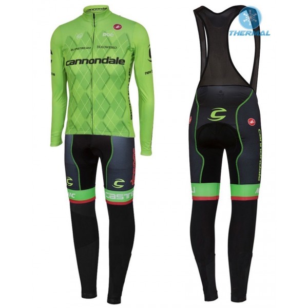 2016 Cannondale Team Grün Pro thermisch Fahrradbekleidung Satz Radtrikot Langarm+Lang Trägerhose