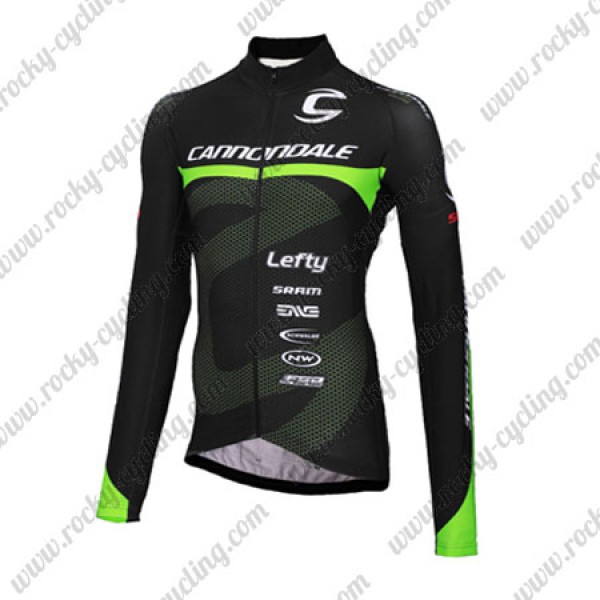 2016 Team Cannondale Winter Fahrradtrikot Langarm Schwarz Grün