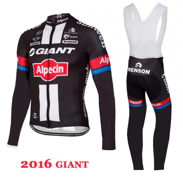 2016 Giant Fahrradbekleidung Radtrikot Satz Langarm und Lange Trägerhose