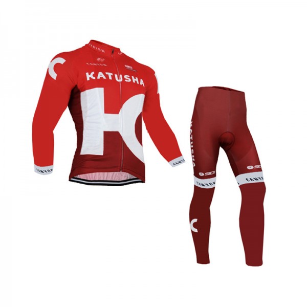 2016 Katusha Fahrradbekleidung Radtrikot Satz Langarm und Lange Fahrradhose