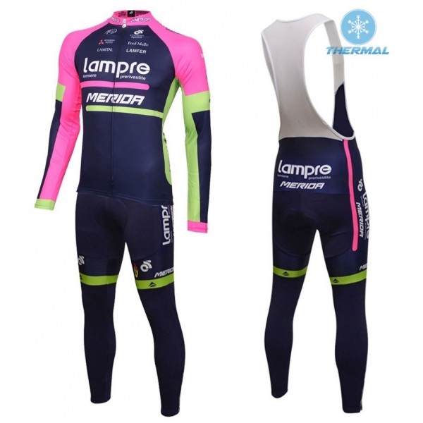 2016 Lampre Merida thermisch Fahrradbekleidung Satz Radtrikot Langarm+Lang Trägerhose