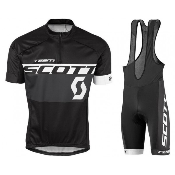 2016 Scott schwarz Weiß Fahrradbekleidung Satz Fahrradtrikot Kurzarm Trikot und Kurz Trägerhose
