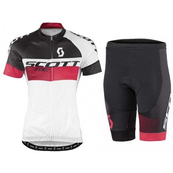 2016 Scott RC Weiß schwarz rot Damens Radbekleidung Radtrikot Kurzarm und Fahrradhosen Kurz