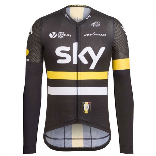 2016 Team Sky IV Schwarz-Gelb Radtrikot Langarm