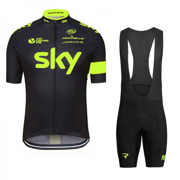 2016 SKY Fluo Yellow Fahrradbekleidung Satz Fahrradtrikot Kurzarm Trikot und Kurz Trägerhose 02