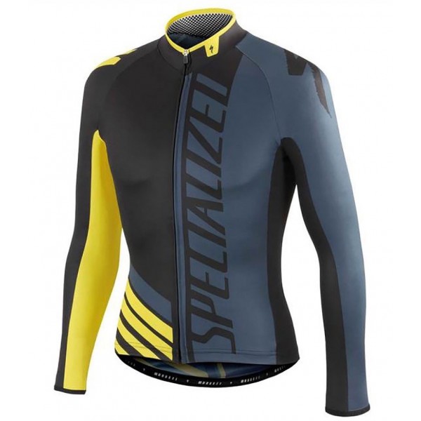 2016 Specialized Pro Team SZK Schwarz-Grau-Gelb Radtrikot Langarm