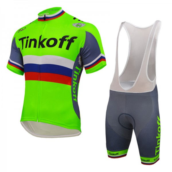 2016 Tinkoff Saxo Bank Fahrradbekleidung Satz Fahrradtrikot Kurzarm Trikot und Kurz Trägerhose 02