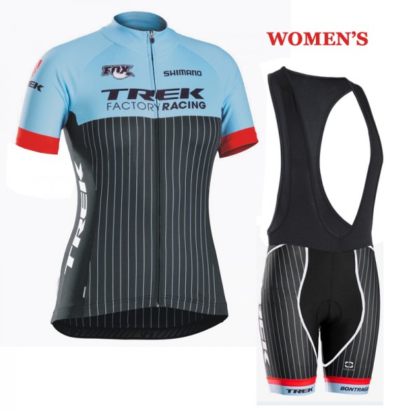 2016 Trek Damen Fahrradbekleidung Satz Fahrradtrikot Kurzarm Trikot und Kurz Trägerhose 02