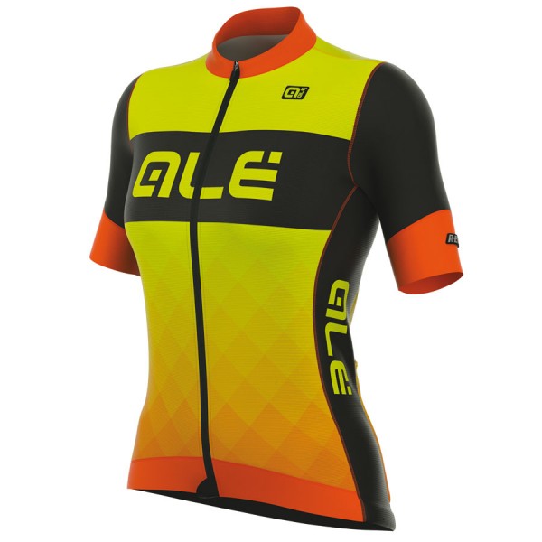 2017 Damen Ale R-EV1 Rumbles Radtrikot Kurzarm Orange Gelb Fluo