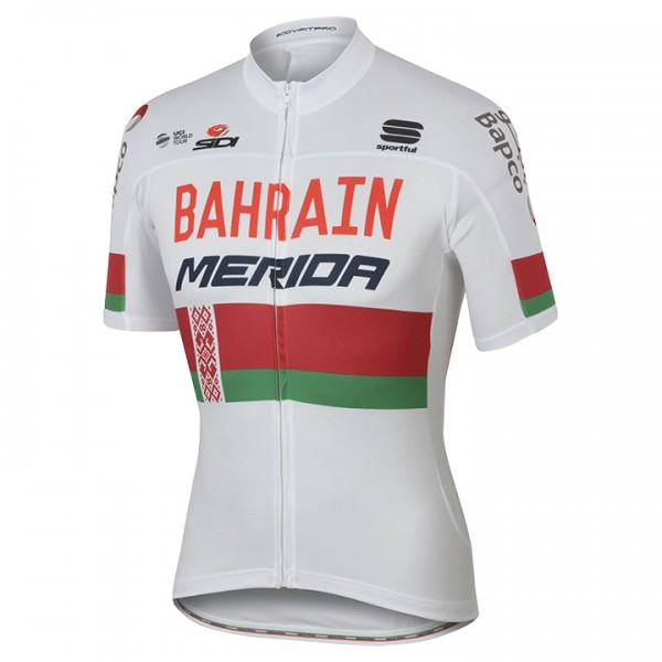 BAHRAIN-MERIDA Weiß Russian Meister Radtrikot Kurzarm 2017