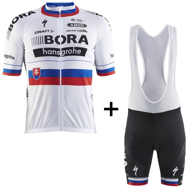 BORA Hansgrohe Pro Team 2017 Champion Slovaque Fahrradbekleidung Satz Radtrikot Kurzarm+Kurz Trägerhose