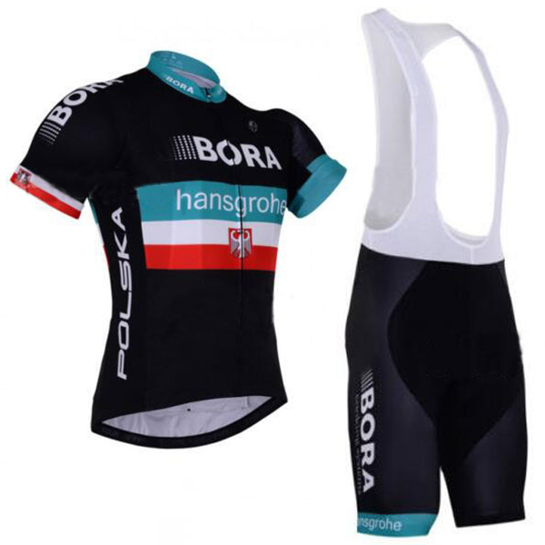 2017 BORA Hansgrohe POLAND Fahrradbekleidung Satz Radtrikot Kurzarm+Kurz Trägerhose