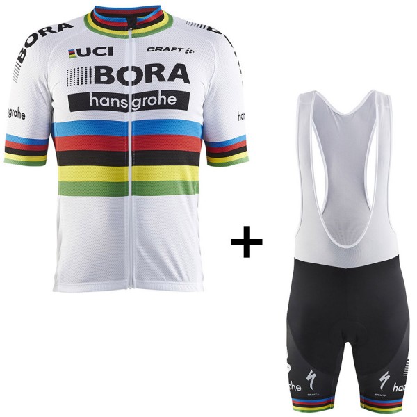 BORA Hansgrohe Pro Team 2017 UCI World Champion Fahrradbekleidung Satz Radtrikot Kurzarm+Kurz Trägerhose